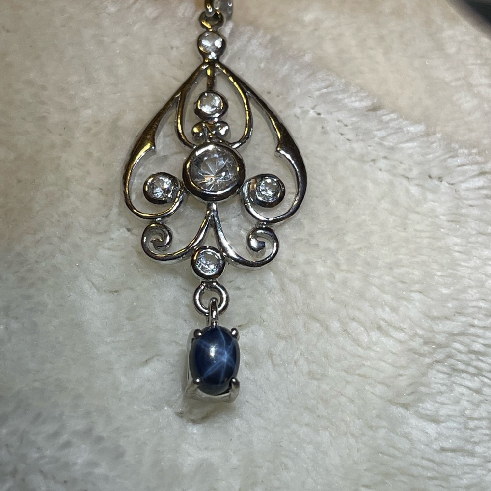 Sterling silver star sapphire pendant
